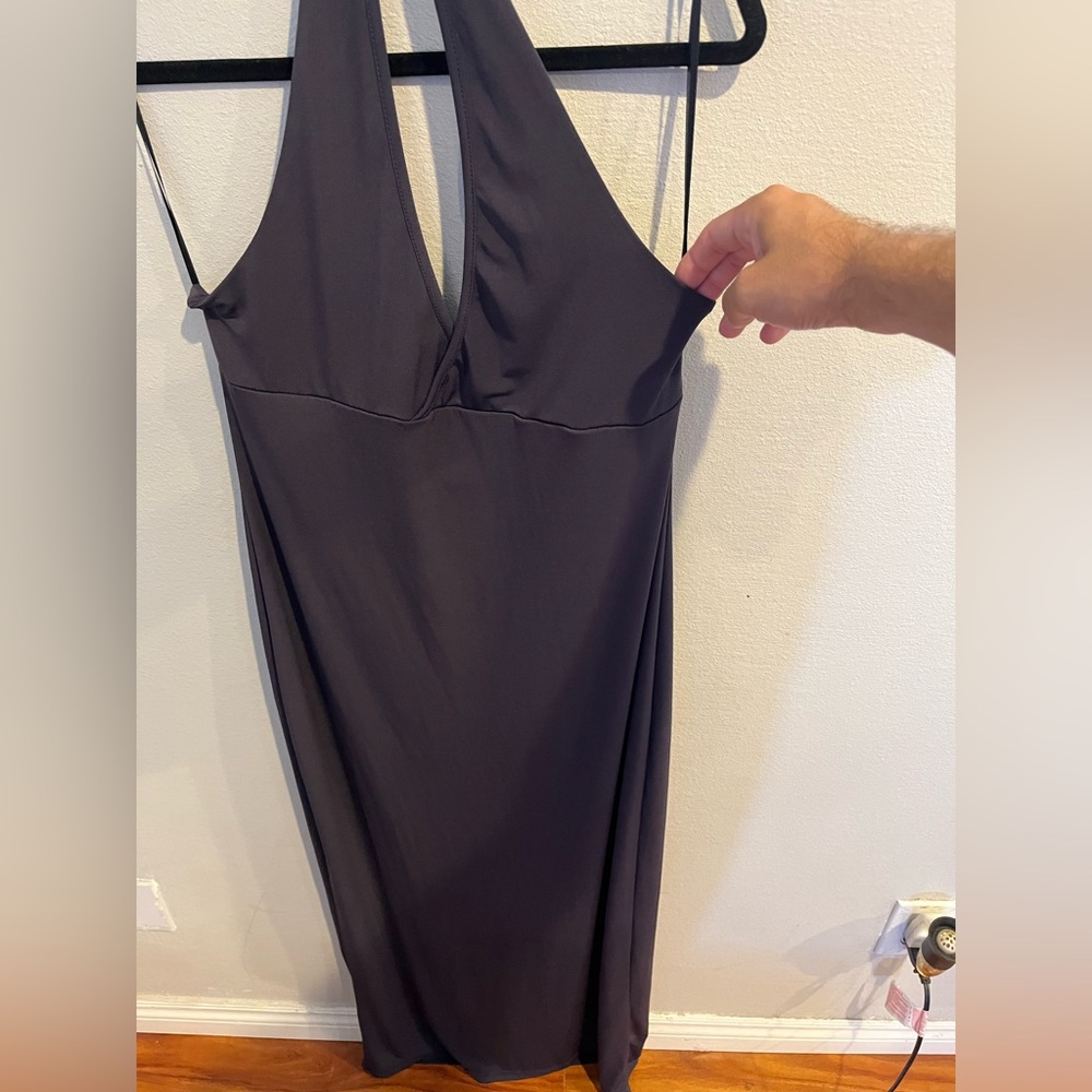 White Fox We All Want More Halter Neck Maxi Dress Charcoal Blue - Picture 5 of 9